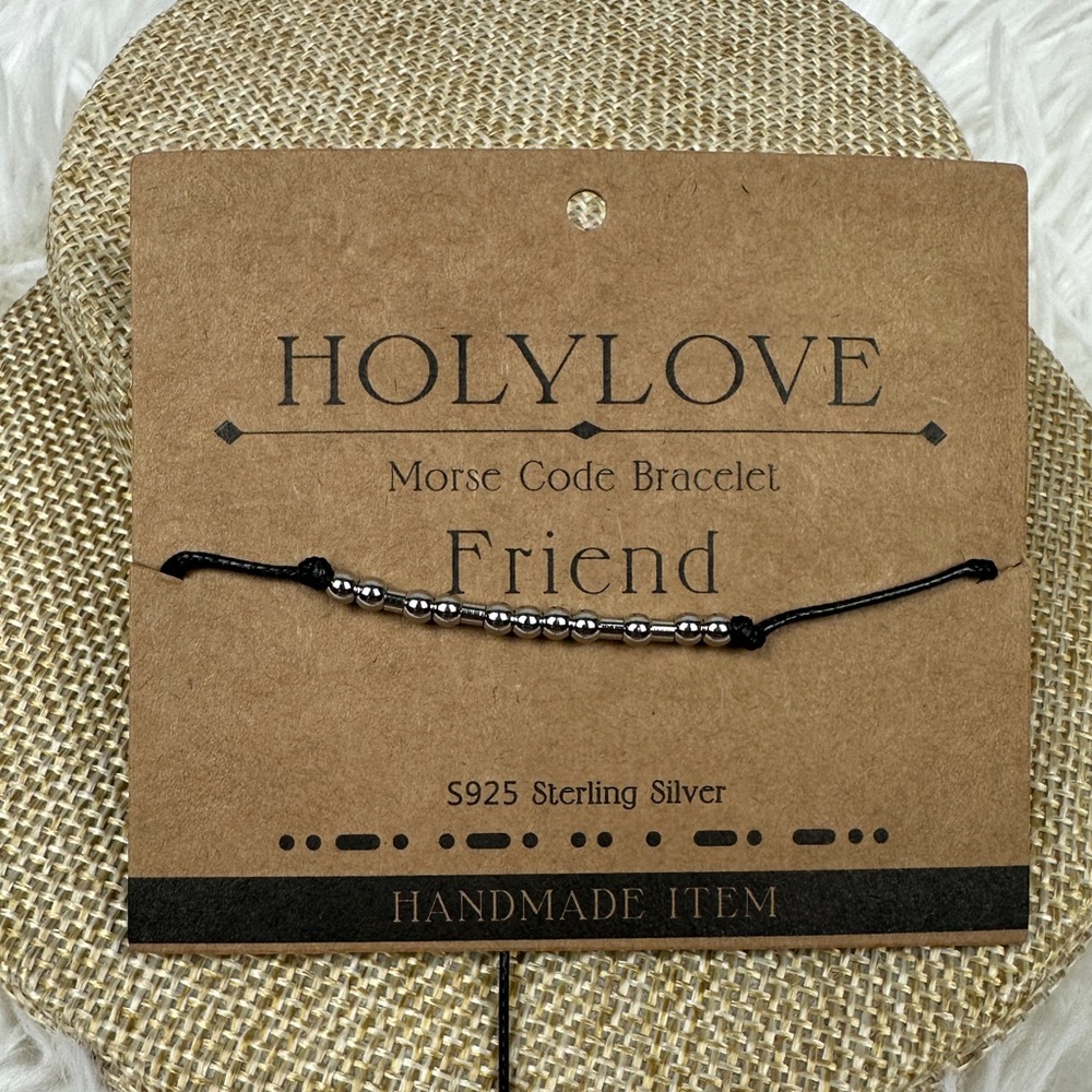 Friends Bracelet Morse Code 925 Sterling Silver Beads w card Gift
